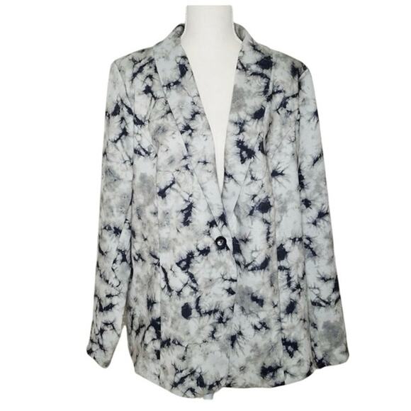 LOGO by Lori Goldstein Black Tie Dye Blazer XL - Picture 2 of 11